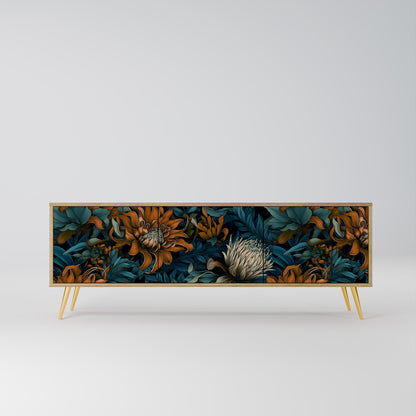 MORNING BLOOM 3-Door TV Stand in Oak Effect
