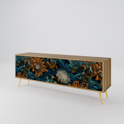 MORNING BLOOM 3-Door TV Stand in Oak Effect