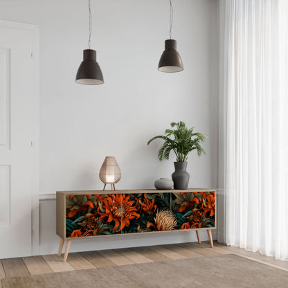DAWN BLOOM 3-Door TV Stand in Oak Effect
