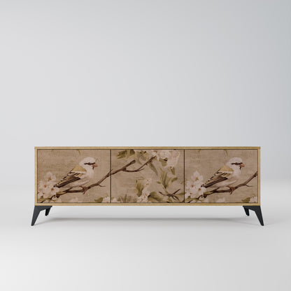PETAL DISTINGUISH 3-Door TV Stand in Oak Effect