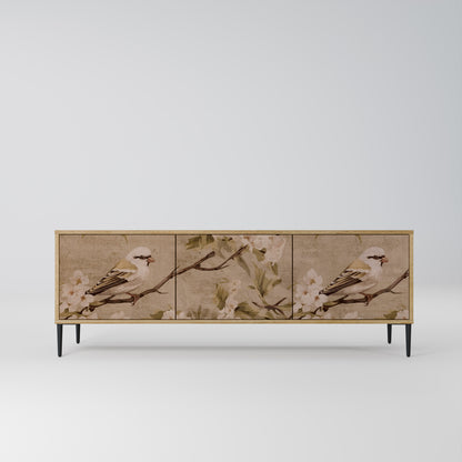 PETAL DISTINGUISH 3-Door TV Stand in Oak Effect