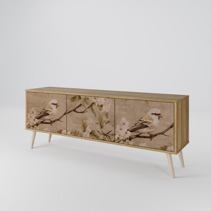 PETAL DISTINGUISH 3-Door TV Stand in Oak Effect