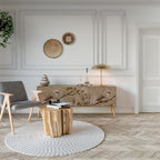 PETAL DISTINGUISH 3-Door TV Stand in Oak Effect