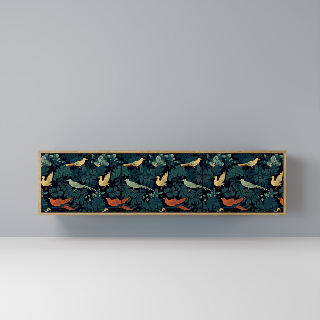 FOWL ORNAMENT 3-dörrars TV-bänk i ekeffekt