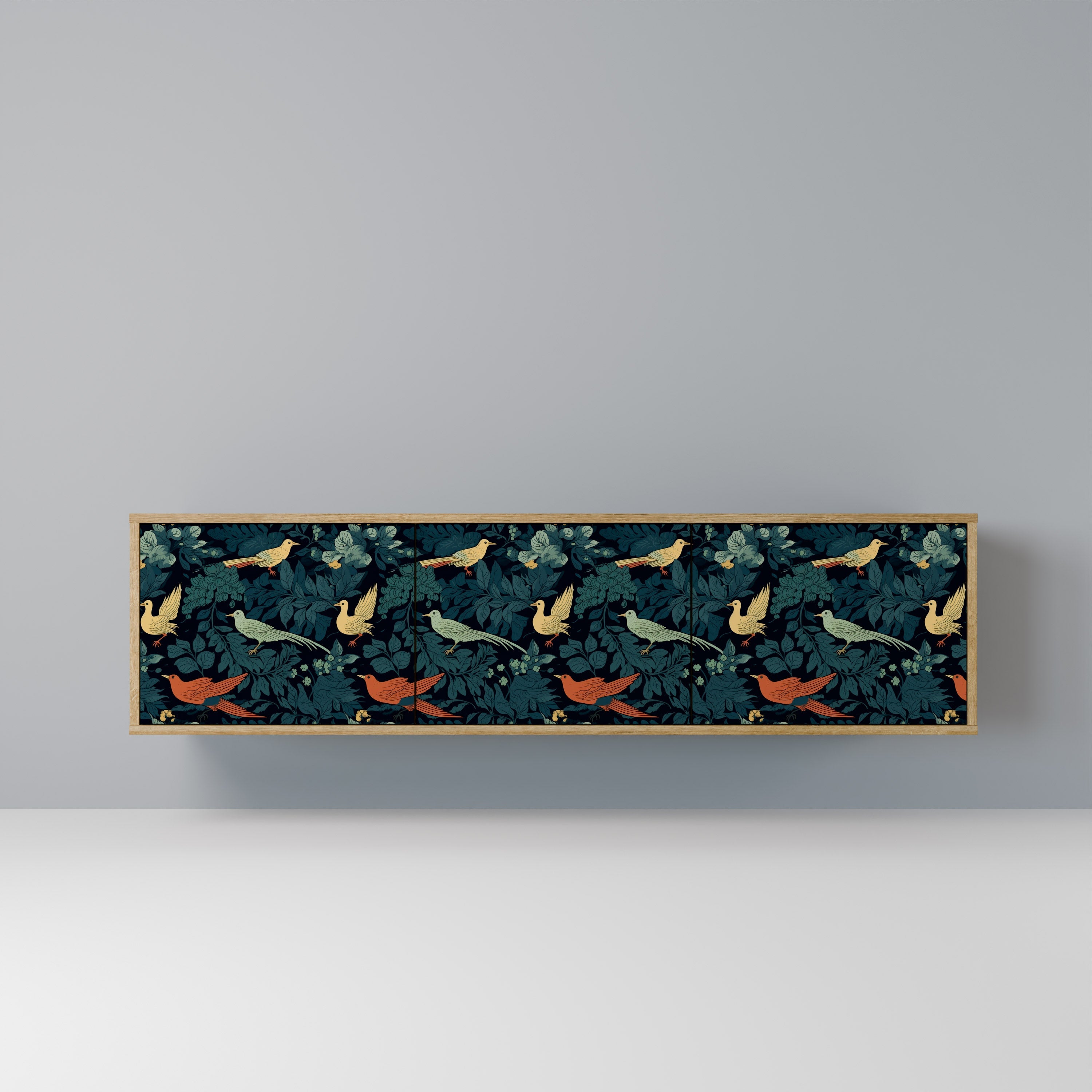 FOWL ORNAMENT 3-dörrars TV-bänk i ekeffekt
