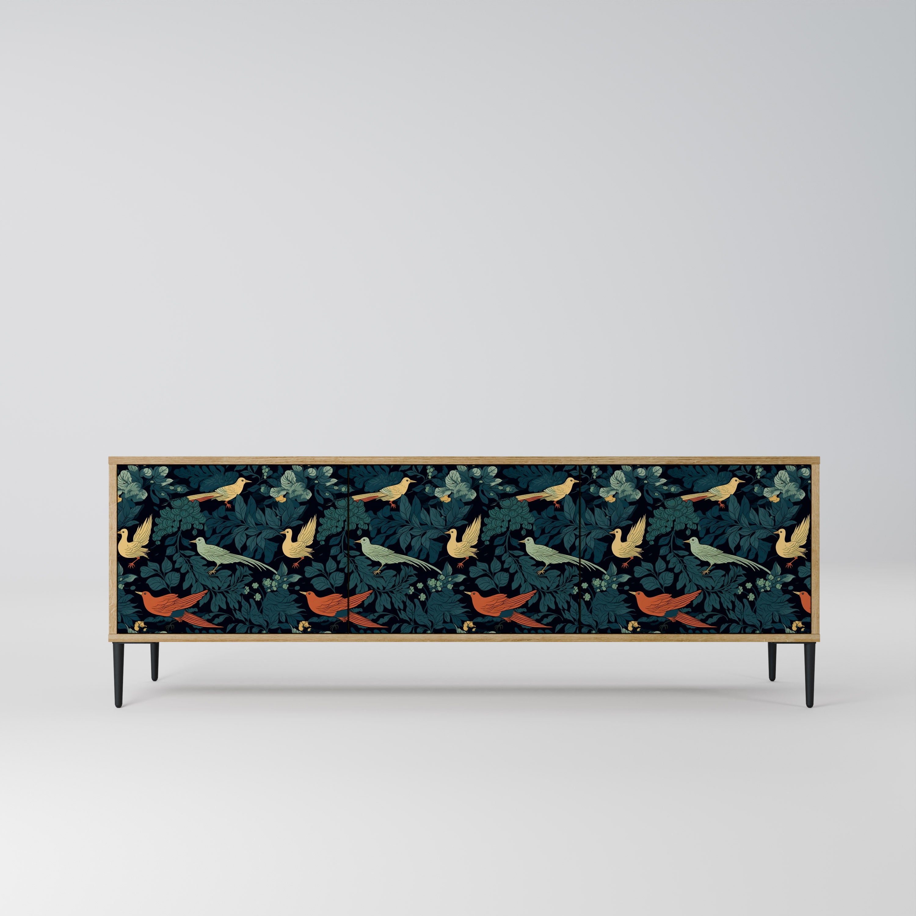 FOWL ORNAMENT 3-dörrars TV-bänk i ekeffekt