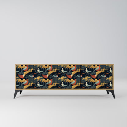 FOWLY DAZE 3-Door TV Stand in Oak Effect