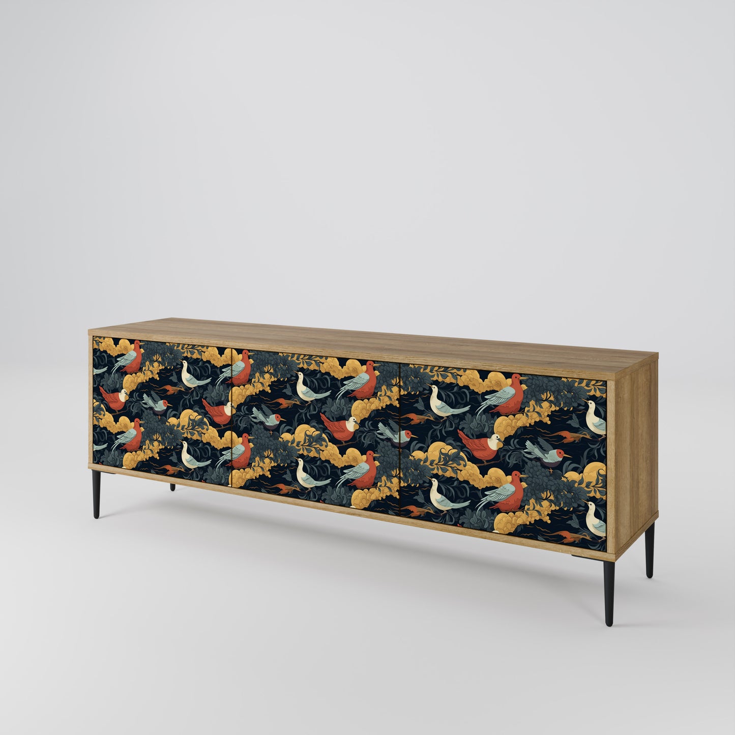 FOWLY DAZE 3-Door TV Stand in Oak Effect