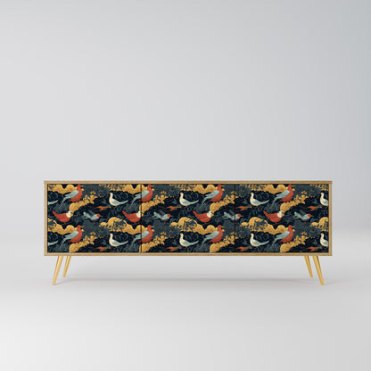 FOWLY DAZE 3-Door TV Stand in Oak Effect