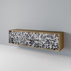 CHARCOAL SPROUT 3-Door TV Stand in Oak Effect