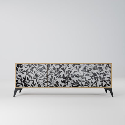CHARCOAL SPROUT 3-Door TV Stand in Oak Effect