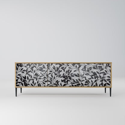 CHARCOAL SPROUT 3-Door TV Stand in Oak Effect