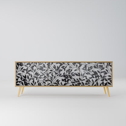 CHARCOAL SPROUT 3-Door TV Stand in Oak Effect