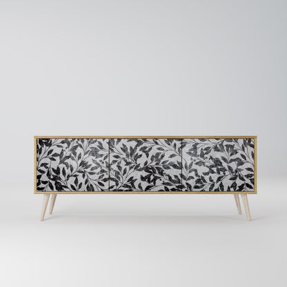 CHARCOAL SPROUT 3-Door TV Stand in Oak Effect