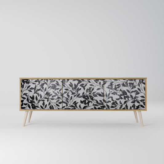 CHARCOAL SPROUT 3-Door TV Stand in Oak Effect