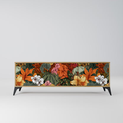 RADIANT FLORA 3-Door TV Stand in Oak Effect