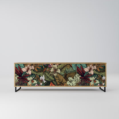 BOTANICAL EMERGENCE 3-Door TV Stand in Oak Effect