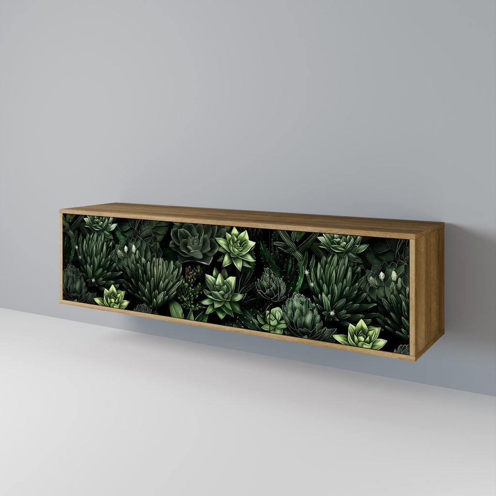 SUCCULENT JUNGLE 3-dörrars TV-bänk i ekeffekt