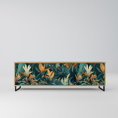 FLORAL SERENITY 3-Door TV Stand in Oak Effect
