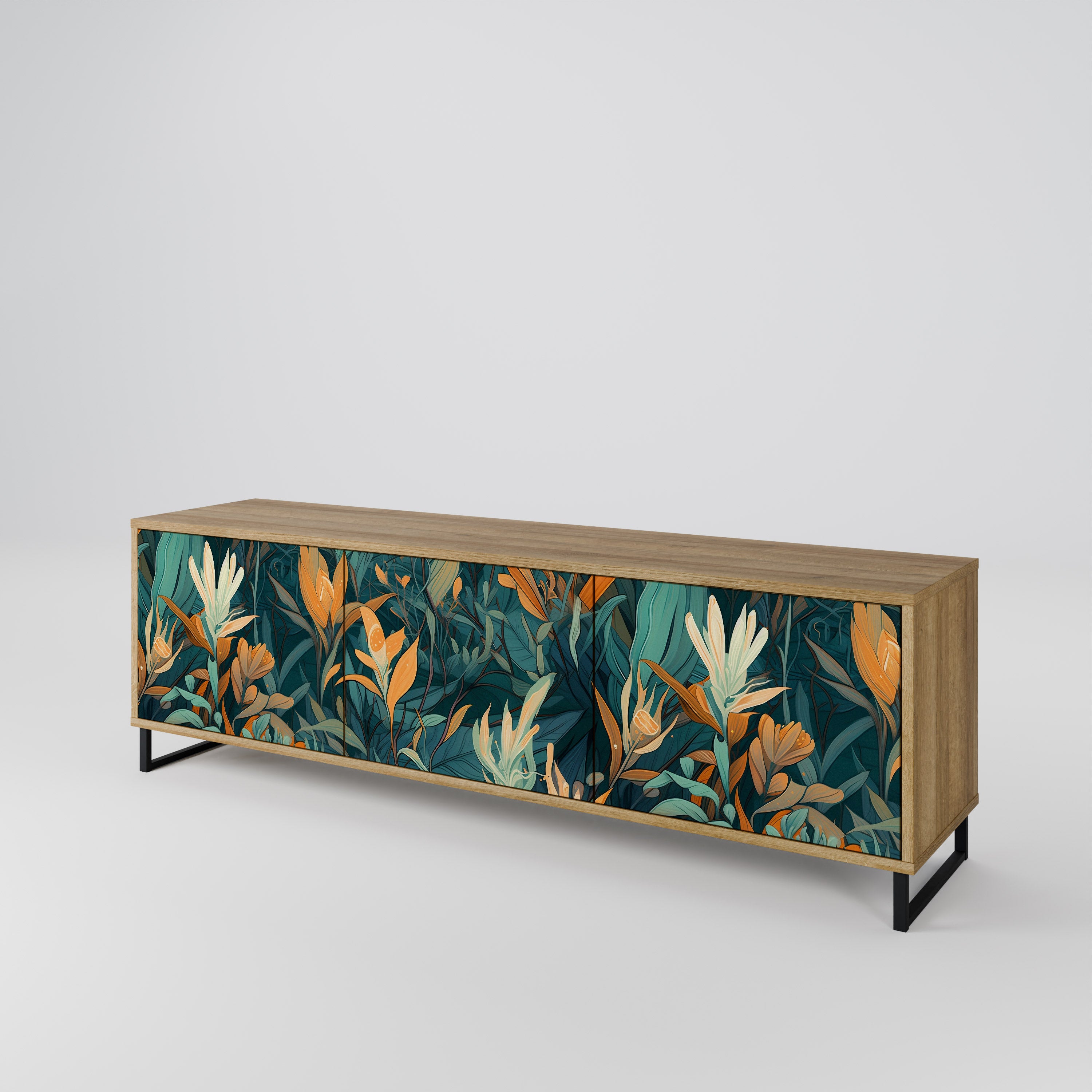 FLORAL SERENITY TV-bänk med 3 dörrar