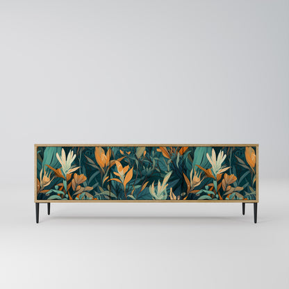FLORAL SERENITY 3-Door TV Stand in Oak Effect