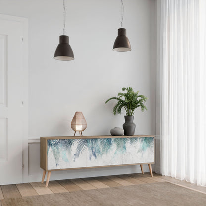 PALM VEIL TV-bänk med 3 dörrar i ekeffekt