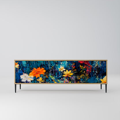 MIDNIGHT BLOSSOM 3-Door TV Stand in Oak Effect