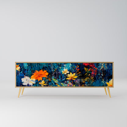 MIDNIGHT BLOSSOM 3-Door TV Stand in Oak Effect