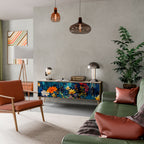 MIDNIGHT BLOSSOM 3-Door TV Stand in Oak Effect