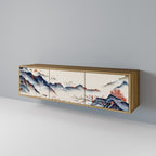 JAPANESE LANDSCAPE 3-Door TV Stand in Oak Effect