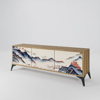 JAPANESE LANDSCAPE 3-Door TV Stand in Oak Effect