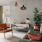 JAPANESE LANDSCAPE 3-Door TV Stand in Oak Effect