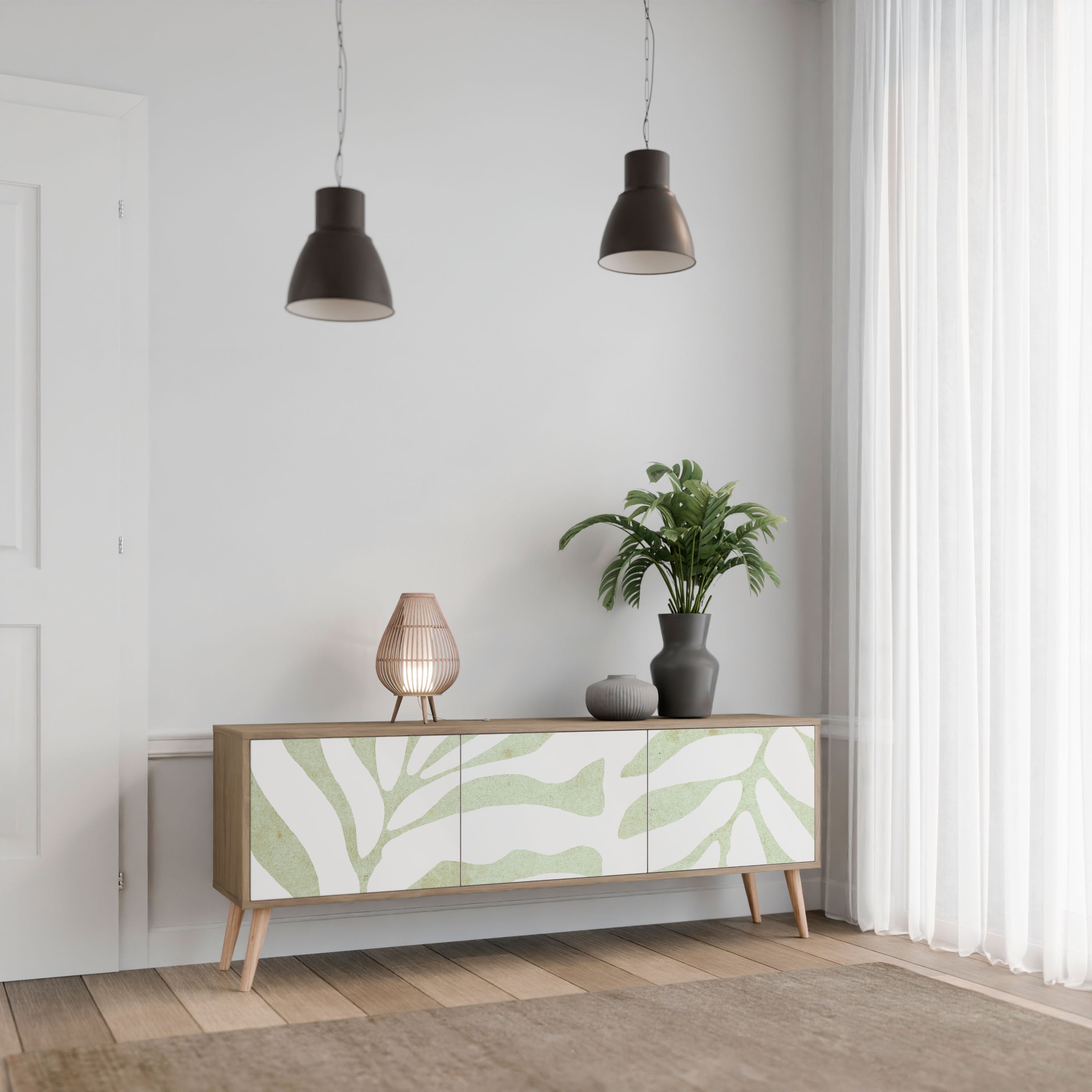 BOTANICAL SPARK 3-dörrars TV-bänk i ekeffekt