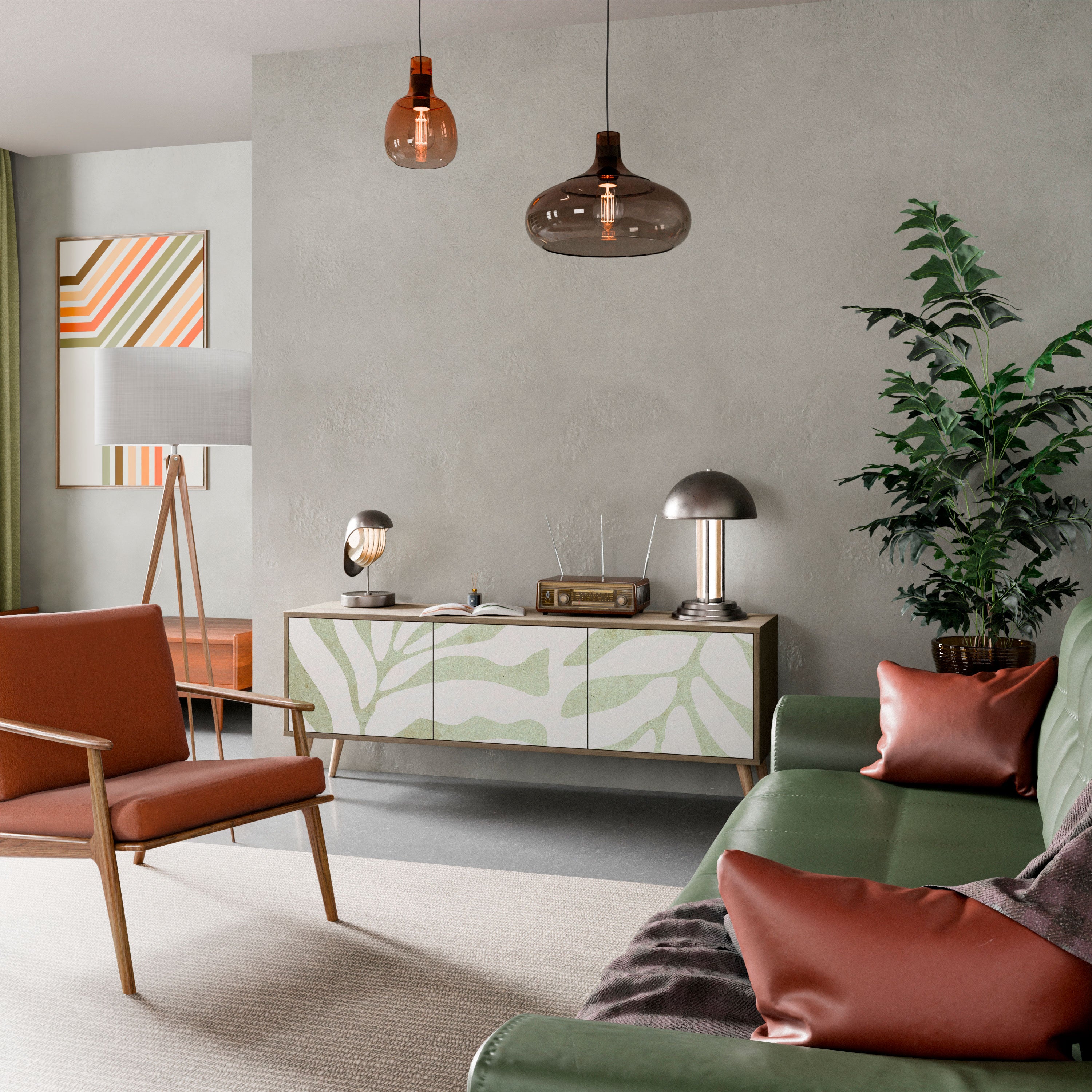 BOTANICAL SPARK 3-dörrars TV-bänk i ekeffekt