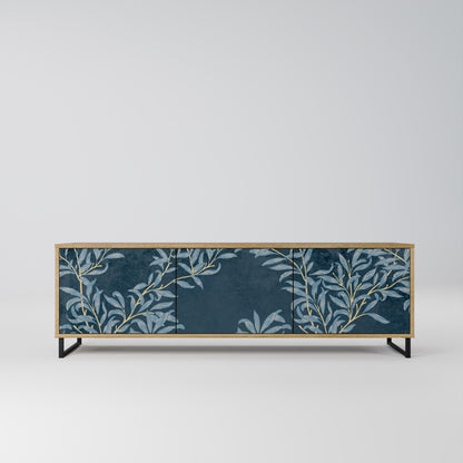 BLUE LEAVES 3-Door TV Stand in Oak Effect