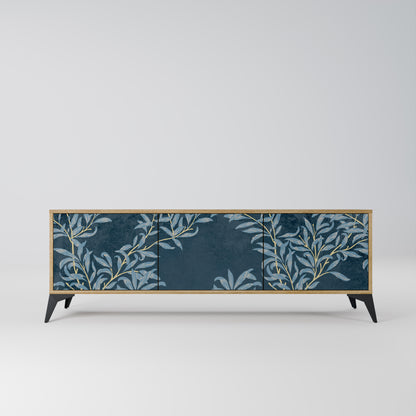 BLUE LEAVES 3-Door TV Stand in Oak Effect