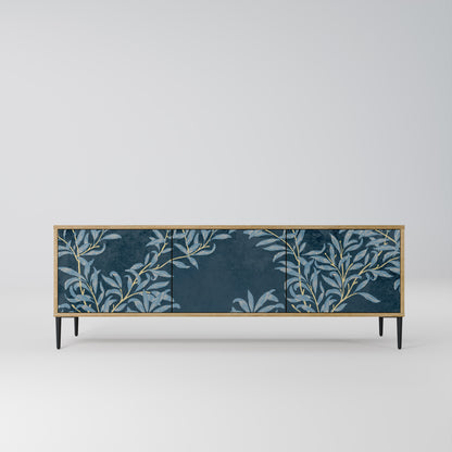 BLUE LEAVES 3-Door TV Stand in Oak Effect