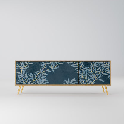 BLUE LEAVES 3-Door TV Stand in Oak Effect