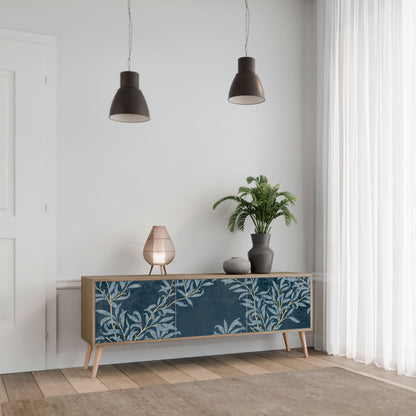 BLUE LEAVES 3-Door TV Stand in Oak Effect