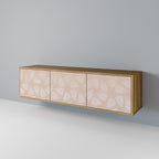 LEAVES ON BEIGE 3-Door TV Stand in Oak Effect