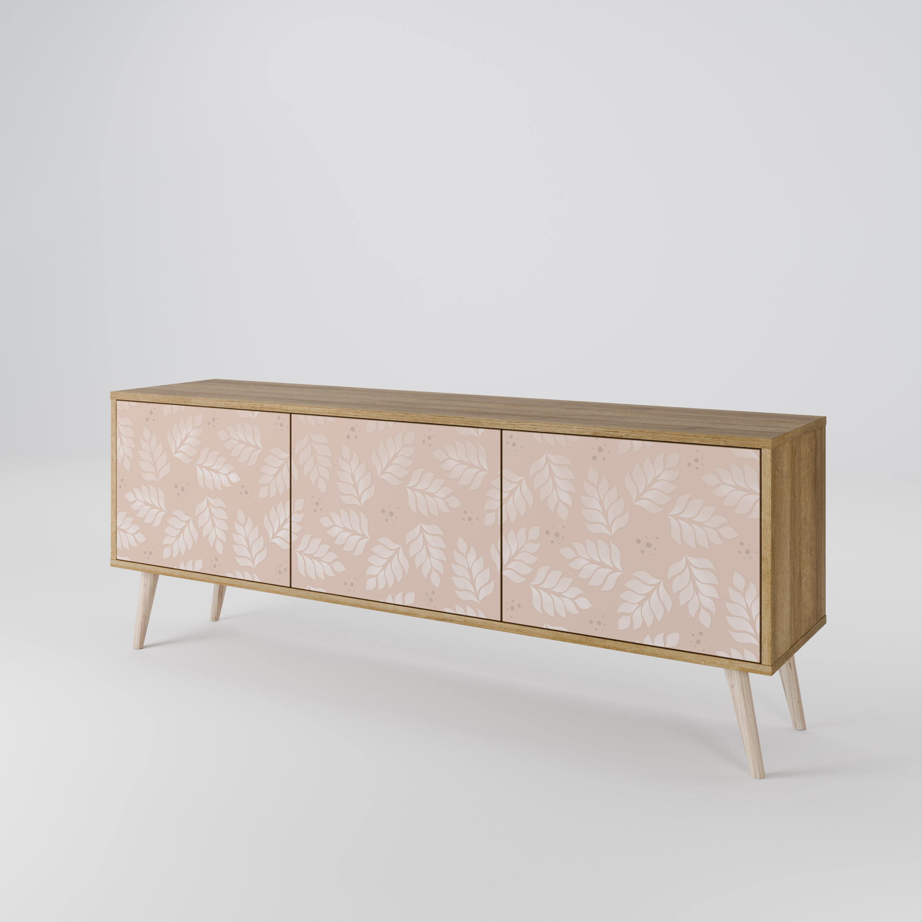 LEAVES ON BEIGE TV-bänk med 3 dörrar