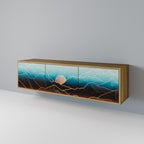 LUNAR SECRETS 3-Door TV Stand in Oak Effect