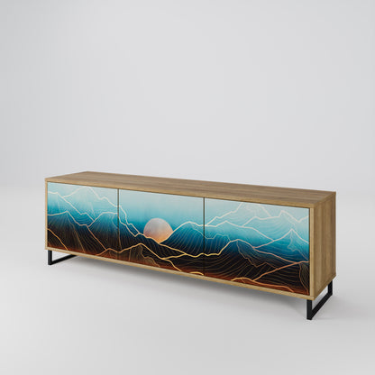 LUNAR SECRETS 3-Door TV Stand in Oak Effect