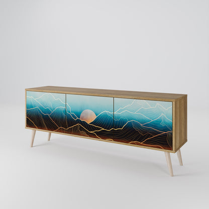 LUNAR SECRETS 3-Door TV Stand in Oak Effect