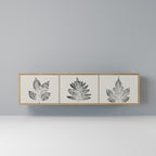 LEAFY STAMPS 3-Door TV Stand in Oak Effect