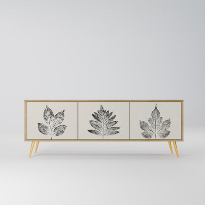 LEAFY STAMPS 3-dörrars TV-bänk i ekeffekt