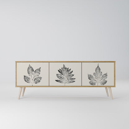 LEAFY STAMPS 3-dörrars TV-bänk i ekeffekt