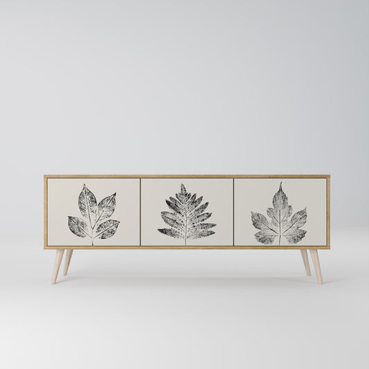 LEAFY STAMPS 3-dörrars TV-bänk i ekeffekt
