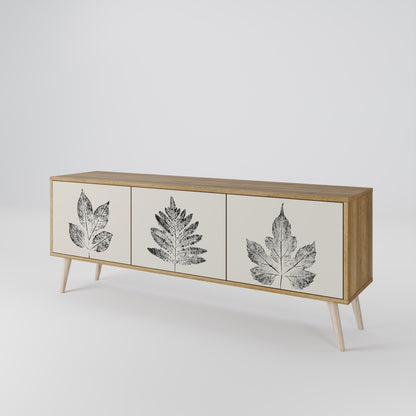 LEAFY STAMPS 3-dörrars TV-bänk i ekeffekt