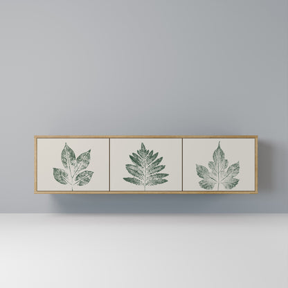 GREEN LEAFY STAMPS 3-Door TV Stand in Oak Effect